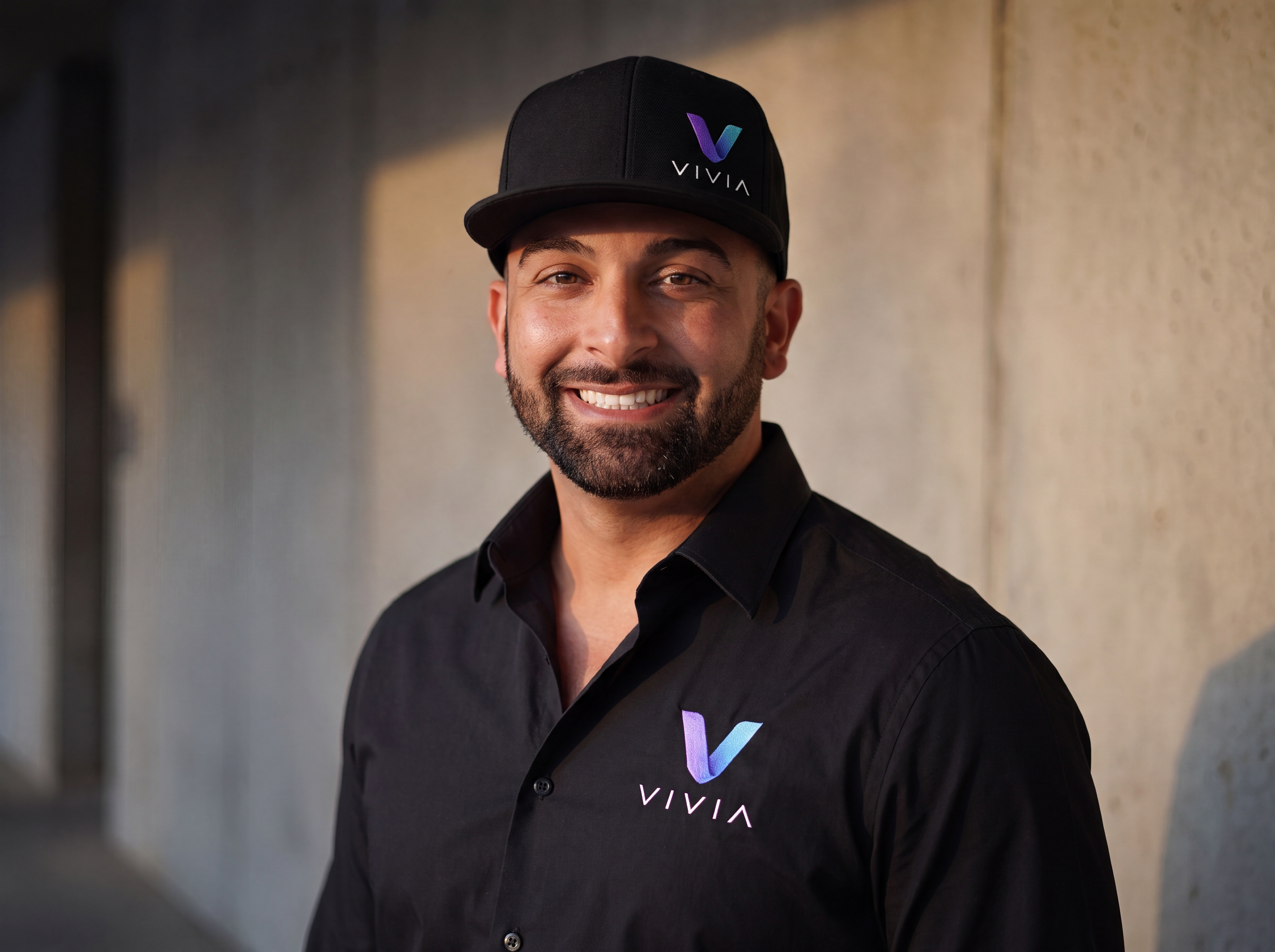 VIVIA founder in branded gear